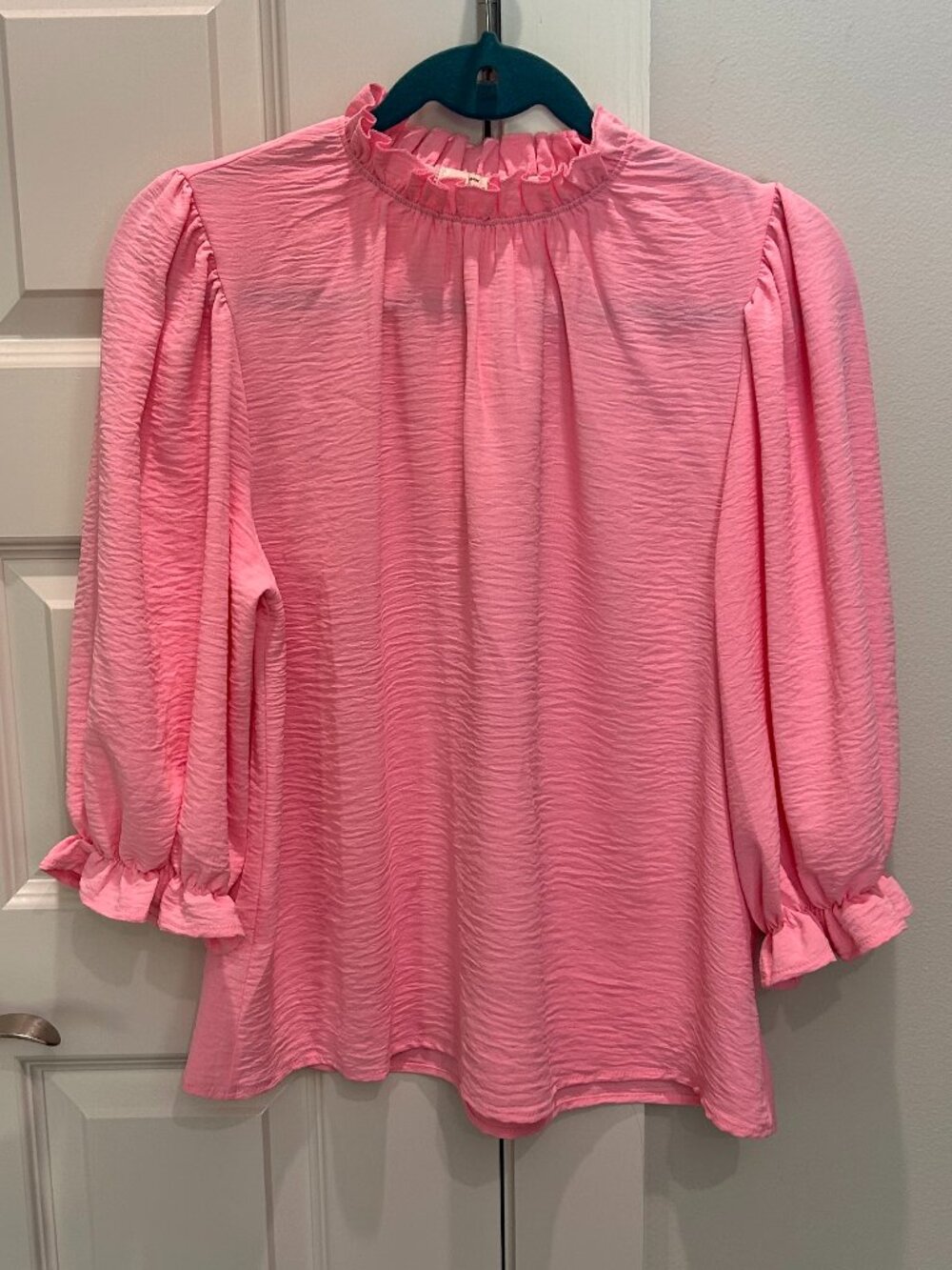 Entro Pink 3/4 Sleeve Crinkle Air Flow Blouse